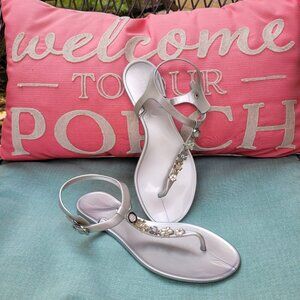 Guess Silver Jelly Floral Sandals